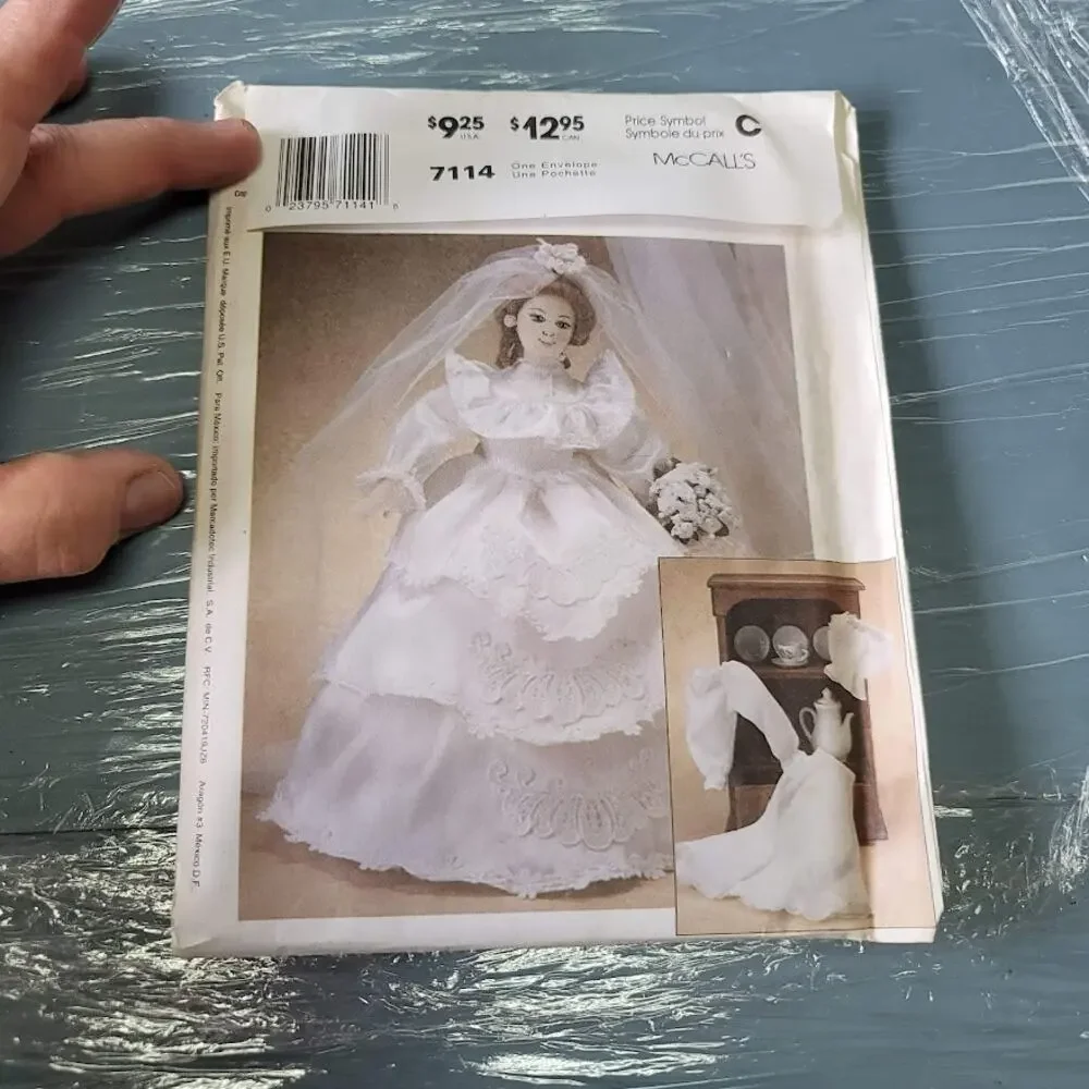 Vintage Pattern Sewing Crafts Hobby McCalls Victorian Treasures 7114 Doll Dress